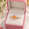Free Size Orange Heart Ring Free Size orange heart ring with rose-gold-tone band