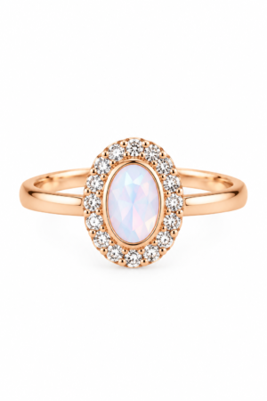 White Stone Ring with Oval Centre White stone ring with oval centre and sparkling halo