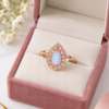 Free Size Teardrop Stone Ring Design Free size teardrop stone ring displayed in a pink jewellery box