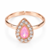 Pink Stone Ring with Pear-Shaped Centre Pink stone ring with pear-shaped centre and clear stone halo