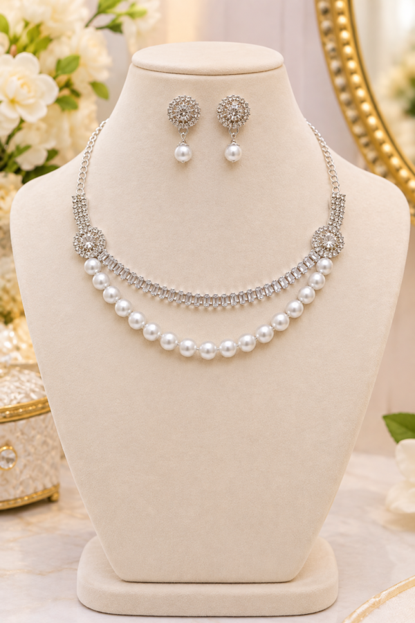 Pearl Drop Earrings Matching Necklace