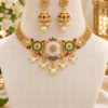 Traditional Choker Set with Decorative Cord Traditional Indian choker set with braided gold tone cord and tassel